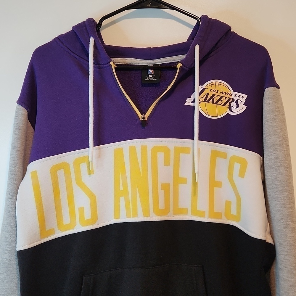 Official NBA Los Angeles Lakers Colorblock 1/4 Hoodie Pullover Men's Sz S NICE! - Picture 4 of 14